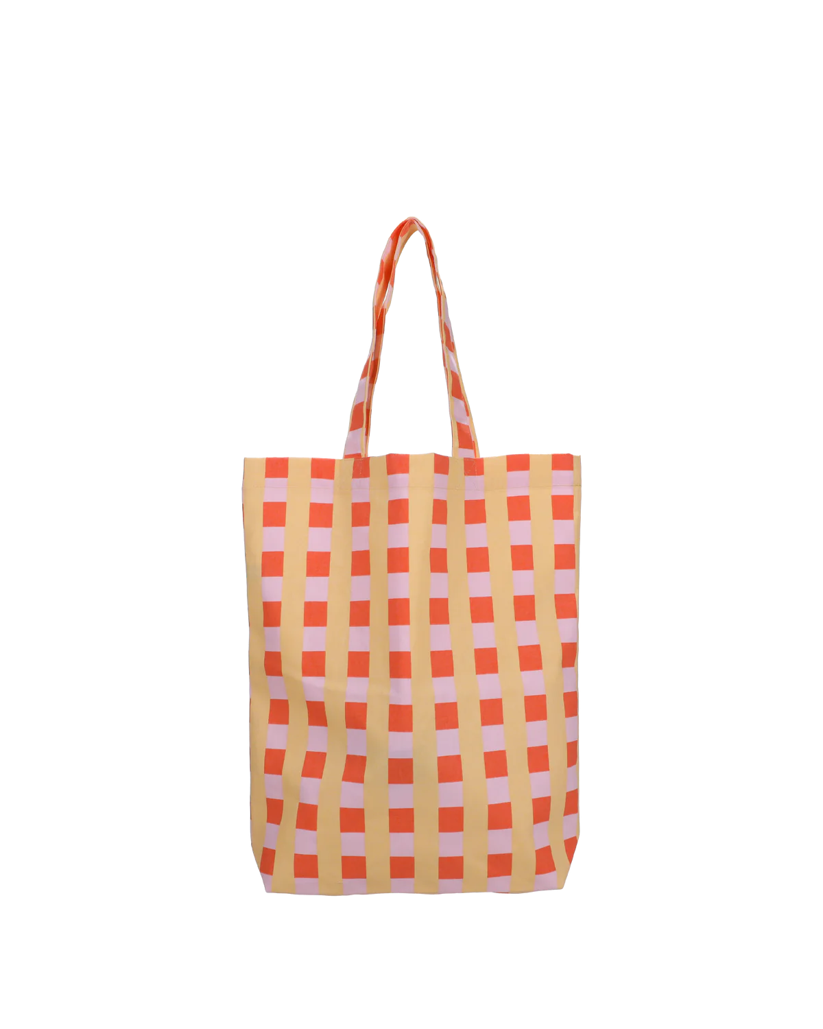 Tas geruit zacht geel, zacht roze en oranje